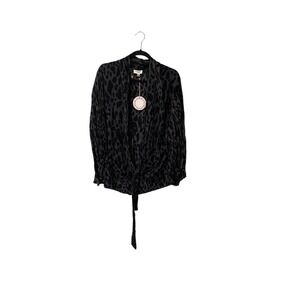 Umgee Women's M/L Leopard Print Open Style Tie Front‎ Kimono Duster Boutique NWT